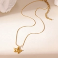 18k gold plated stainless steel angel pendant necklace with a sleek snake chain design - Angel Shape