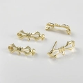 Detailed view of 14k gold-plated bow brooch pins with hanging loops for DIY jewelry - Hollow Bow Pin (H-019) (27.5*10mm) / 14k Gold