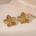 Orecchini a perno in acciaio inossidabile placcato oro 18k con fiore a cinque petali - Orecchini a Bottone Vintage a Fiore a Cinque Petali Intagliati Radiali (5960750932889) / Oro
