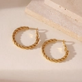 Orecchini a cerchio ritorti minimalisti in acciaio inossidabile placcato oro 18 carati - Stile Cerchi Minimalisti a Spirale Intrecciata (5960750932890) / Oro