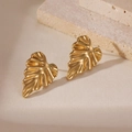 Orecchini a lobo a foglia di monstera in acciaio inossidabile placcato oro 18k - Orecchini a Bottone Fashion con Trama Foglia di Monstera (5960750932894) / Oro