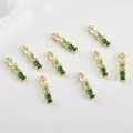 Detail of 8 gold-plated bamboo pendants with gradient white and green cubic zirconia - 14k金底绿色渐变款