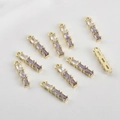 Detail of 14k gold plated bamboo pendant with purple gradient cubic zirconia for DIY jewelry - 14k金底紫色渐变款