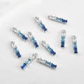 Macro view of blue gradient crystal bamboo pendants for jewelry making with silver finish - 白k底蓝色渐变款