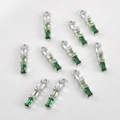 Macro view of 14k gold-plated bamboo-style pendants with gradient green zircon gems - 白k底绿色渐变款