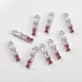 Detail of nine bamboo joint pendants with pink gradient zircon stones in silver plating - 白k底粉色渐变款
