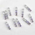Macro shot of 10 rectangular gradient zirconia bamboo pendants for DIY jewelry making - 白k底紫色渐变款