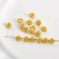 Ciondoli a fiore in oro opaco a cinque petali con fori per creazione gioielli fai-da-te - Fiore a quattro foglie oro antico (Medio-07)