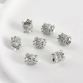 14k gold-filled silver flower barrel beads with zircon for DIY bracelet making - 8# White Gold Plated Flower Barrel Bead