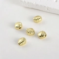 Set di perle a conchiglia placcate in oro 14k con texture radiali per gioielli fai-da-te - Conchiglia / Oro 14K