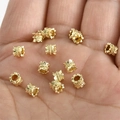 Close-up of 14k gold plated lace flower spacer beads for DIY jewelry making - 23#b Type 14k Gold [5 Pieces] (approx. 3.9*4.4mm Holes Approx. 2mm)