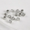 Macro detail of silver plated hollow flower spacer beads for DIY jewelry making - 24#b Style White (5 Pieces) (approx. 3.9*4.4mm Holes Approx. 2mm)