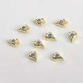 Gros plan de pendentifs cœur plaqués or 14 carats avec zircons bleus pour bijoux DIY - Base Plaquée Or 14K-Zircone Bleue-Pendentif Uniquement (Sans Chaîne) (9#)