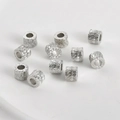 Macro shot of silver textured cylinder beads with intricate woven pattern for DIY jewelry - Style C Woven Texture (26#) / White Gold