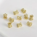 Macro detail of 10-piece gold plated hollow butterfly beads for DIY jewelry making - Style E Hollow Butterfly (29#) / 14K Gold