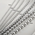 Glossy silver faux pearl beads in multiple sizes from 3mm to 12mm for jewelry making - 3mm Linen Gray