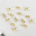 14k gold plated flower shape bail pins for DIY pearl jewelry making accessories - Smooth Style / 14K Gold