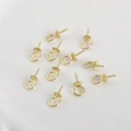 Macro shot of 14k gold plated flower shaped bail pins for DIY pearl jewelry making - Flower Style / 14K Gold
