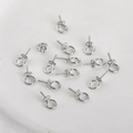 Macro detail of 14k gold plated flower shaped bail pins for DIY pearl pendant making - Flower Style / Silver