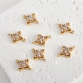 Gold plated four-leaf flower connectors with lavender crystals for DIY jewelry making - Pink