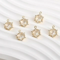 14k gold plated starburst pendants with clear zircon stones for DIY jewelry making - 6# White Hexagram (Approx 17.8*13.3mm) / White