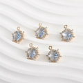 5pcs 14k gold plated star pendants with light blue crystal and zircon for DIY jewelry - 7# Light Blue Hexagram (Approx 17.8*13.3mm) / Light Blue