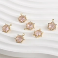 Detailed view of 14k gold plated star pendants with pink zircon crystals and white stones - 5# Pink Hexagram (Approx 17.8*13.3mm) / Pink