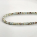 Macro detail of natural light blue jade rondelle beads with brown stone textures - 26# Abacus Bead Style / 2x6mm (160 Pieces/Pack) / Shoushan Stone