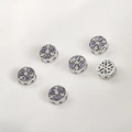 Detailed view of silver circular DIY beads with purple cubic zirconia and side holes - Purple Zirconia Round Style (18#)