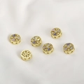 Close-up of 14k gold plated round spacers with colorful cubic zirconia for DIY jewelry - Colorful Zirconia Round Style (19#)