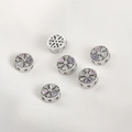 Macro shot of 14k gold-plated circular spacer beads with colorful zircon inlay crystals - Colorful Zirconia Round Style (20#)