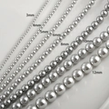 Silver grey round pearl beads set showing various sizes from 3mm to 12mm diameter - 12mm Linen Gray
