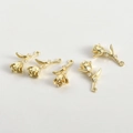 14k gold plated rose flower pendants with sparkling zircons and hanging loops - 14K Gold Rose Style