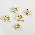 Detailed view of five 14k gold-plated flower pendants with central zircon stones for DIY - 14K Gold Large Flower Style