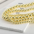 Polished gold plated hematite beads in 6mm 8mm 10mm sizes for DIY jewelry making - 6mm Round Beads / 14K Gold