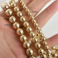 Polished 6mm 8mm 10mm gold plated round hematite beads for DIY jewelry making - 6mm Round Beads / KC Gold