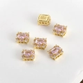 Detail of 14K gold plated square pink zircon charms with hollow back for DIY jewelry - Pink Zirconia Square 14k Gold