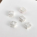 Macro shot of 14K silver plated rectangular cubic zirconia spacer beads for DIY jewelry - White Zirconia Square Silver