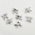 Silver flower jewelry connector with zircon stone for DIY bracelet and necklace making - White Gold Double Hanging Flower