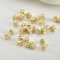 Polished 14k gold-plated square cheese beads with textured surface for DIY jewelry making - 14K Gold Color (Approx 5.1*4.7mm)