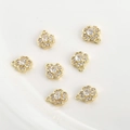 Detailed macro view of 14k gold-filled four-leaf clover charms with zircon stones - White Zirconia Four-Leaf Clover (9.3*7.5mm) / Gold