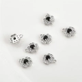 Detail view of 14k gold-filled flower pendants with black stone and white zircon stones - Black Zirconia Four-Leaf Clover (9.3*7.5mm) / Silver