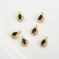 Close-up of 14k gold-filled teardrop pendants with black zircon and white crystals - Black Zirconia Water Drop (10*6.5mm) / Gold