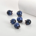 Detailed view of handmade deep blue leopard print glass beads for DIY jewelry making - 12# Large Blueberry (14*13.7mm)