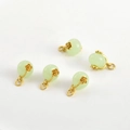 Set of five vintage 18k gold rose pendants with green jade donut charms for jewelry making - Green