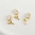 Macro di ciondoli a tulipano in oro 14k con zirconi per creazioni di gioielli fai-da-te - Stile Tulipano Zirconia Bianca / Oro