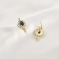 Orecchini ovali in zircone blu placcati oro 14k con gancio per creazione gioielli fai-da-te - 11# Orecchini Ovali Zircone Blu Oro 14k