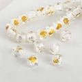 Handmade glass square beads with gold silver foil and white swirl for jewelry making - White Square #1