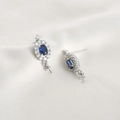 Macro di orecchini halo placcati in oro 14k con zircone blu e gancio per ciondolo DIY - 12# Orecchini Ovali Zircone Blu Oro Bianco