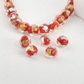 Detailed macro of red glass beads with gold and silver foil for DIY jewelry making - Red Square #8
